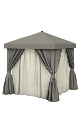 Tropitone Furniture NS010A238SH Aluminum Cabana, 10' Square w/ Fabric Curtains, Sheer Curtain Rods (no vent)