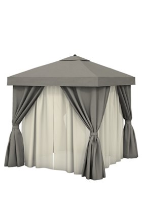 Tropitone Furniture NS010A238VSH Aluminum Cabana, 10' Square w/ Fabric Curtains, Sheer Curtain Rods & Vent